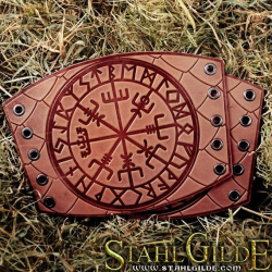 A Pair Leather  Bracers Armor Vegvisir Futhark Runes Vikings Compass